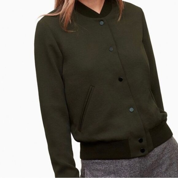 WILFRED Aritzia Black Poussin Snap Front Bomber Jacket Size XS Black - Picture 2 of 15